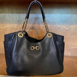 Salvatore Ferragamo Black Betulla Medium Leather Tote
